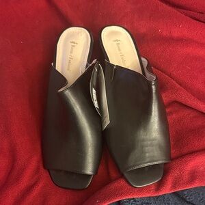 Forever 21 Black Mules with Peep-Toe Design